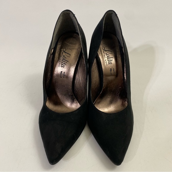 Lolita Milano Black Suede Pumps Stiletto Heels 8 / 38 - Picture 9 of 15